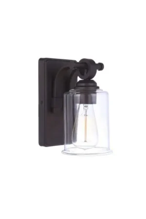 Craftmade Romero 5" x 9" 1-Light Espresso Wall Sconce With Clear Glass Shade Wholesale