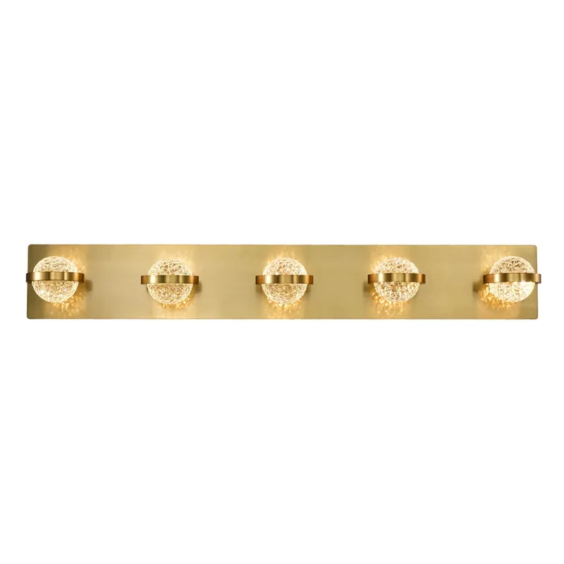 Eurofase Lighting Ryder 33" 5-Light Dimmable Integrated LED Gold Bath Bar With Clear Glass Orb Shades Budget