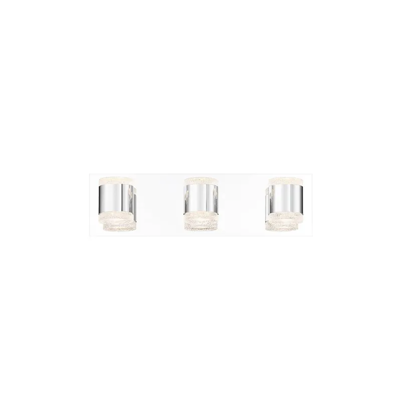 Deal Eurofase Lighting Seaton 18" 3-Light Dimmable Integrated LED Chrome Bath Bar With Clear Crystal-Like Glass Shades