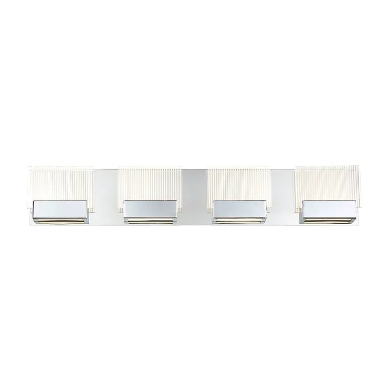 Eurofase Lighting Sonic 30" 4-Light Dimmable Integrated LED Chrome Bath Bar With Etched Glass Shades Flash Sale
