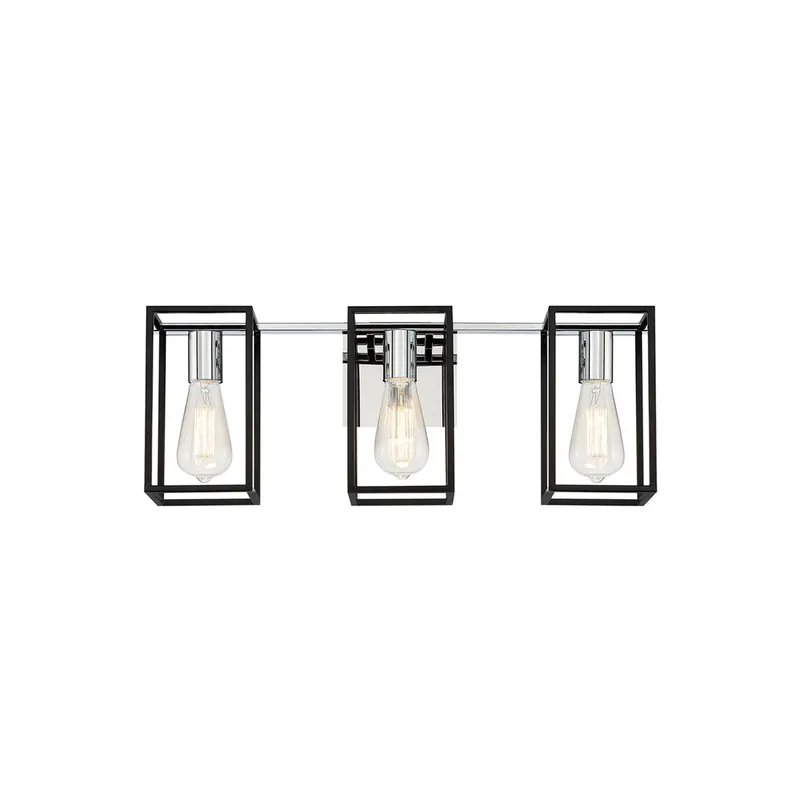 Warranty Included Eurofase Lighting Stafford 23" 3-Light Dimmable Incandescent Black/ Chrome Bath Bar Vanity Light