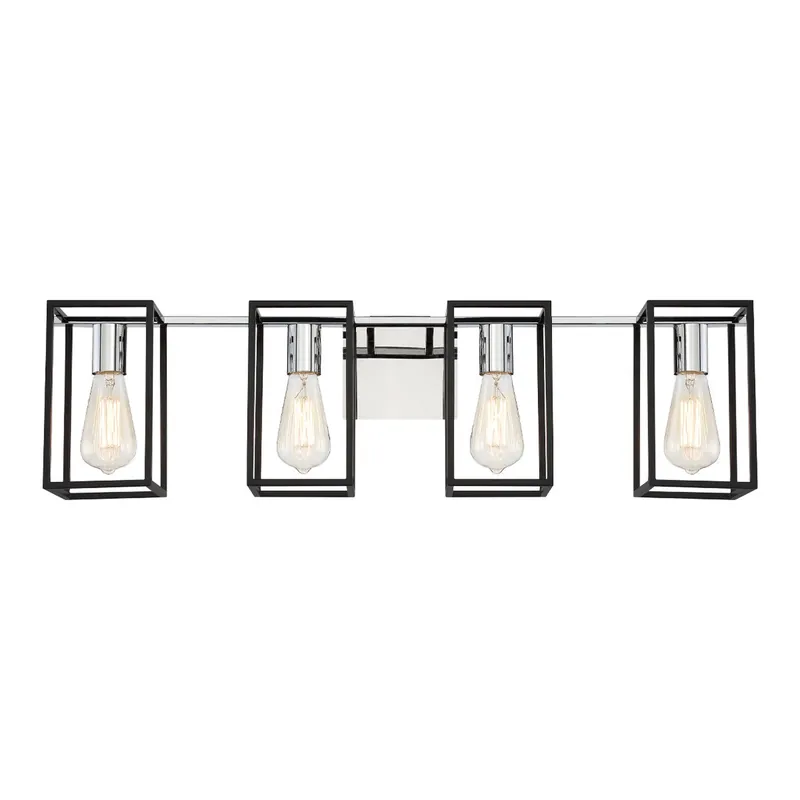Eurofase Lighting Stafford 32" 4-Light Dimmable Incandescent Black/ Chrome Bath Bar Vanity Light Professional Grade