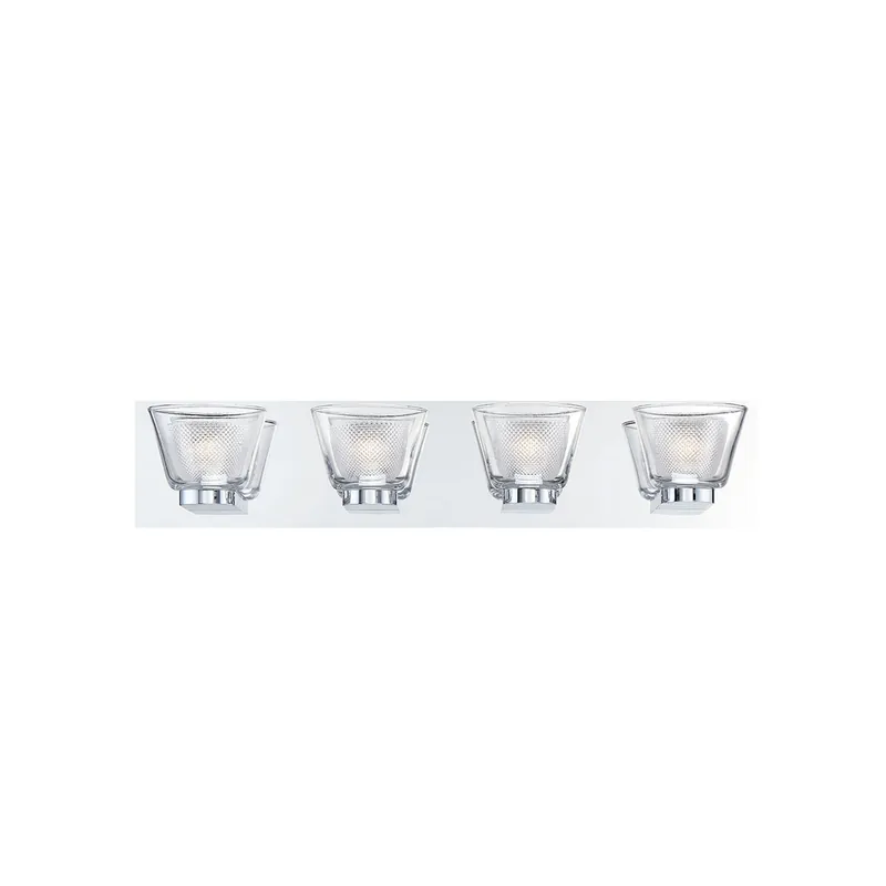 Eurofase Lighting Trent 25" 4-Light Dimmable Integrated LED Chrome Bath Bar With Frosted Clear Glass Shades Buy Online
