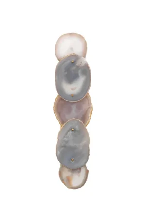 Wholesale Jamie Young Trinity 7" x 26" 2-Light Antique Brass Wall Sconce With Natural Agate Stones Shade