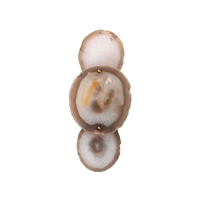 Instant Buy Jamie Young Trinity 7" x 17" 1-Light Antique Brass Wall Sconce With Natural Agate Stones Shade