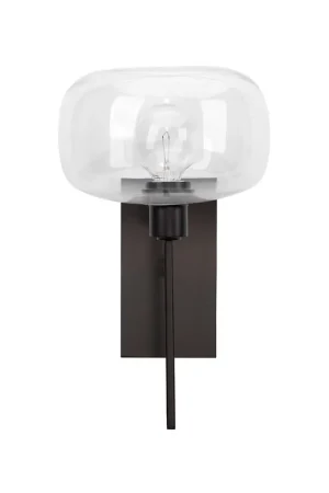 Jamie Young Scando 9" x 14 1-Light Oil Rubbed Bronze Wall Sconce With Clear Blown Glass Shade Affordable