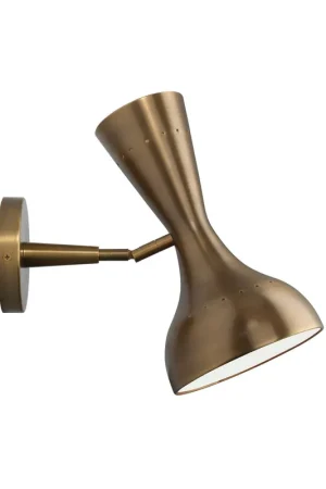 Time-Limited Jamie Young Pisa 6" x 11" 2-Light Antique Brass Metal Wall Sconce With Hourglass-Shaped Swivel Hood
