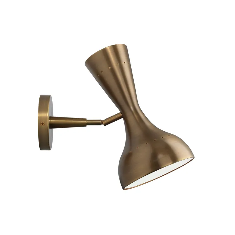 Time-Limited Jamie Young Pisa 6" x 11" 2-Light Antique Brass Metal Wall Sconce With Hourglass-Shaped Swivel Hood