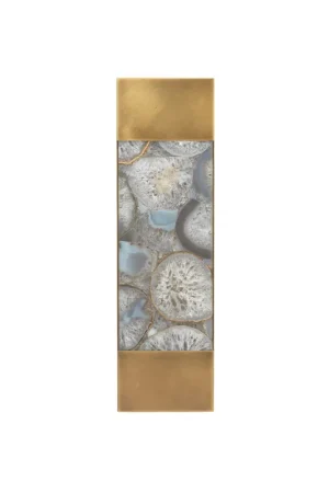 Jamie Young Leopold 6" x 19" 2-Light Rectangular Agate Resin and Antique Brass Wall Sconce Fresh Stock