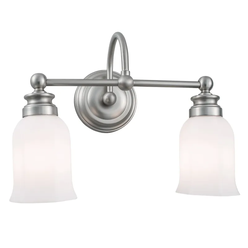 Time-Limited Norwell Lighting Emily 12" x 5" 2-Light Brushed Nickel Vanity Light With Hexagonal Opal Glass Diffuser