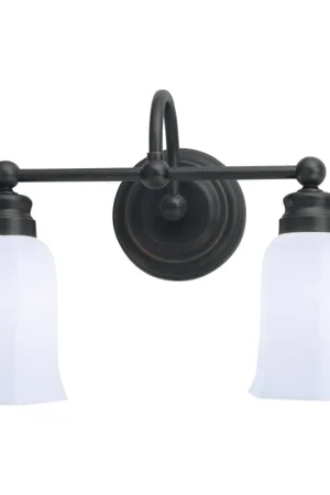 Best Seller Norwell Lighting Emily 12" x 5" 2-Light Oil Rubbed Bronze Vanity Light With Hexagonal Opal Glass Diffuser