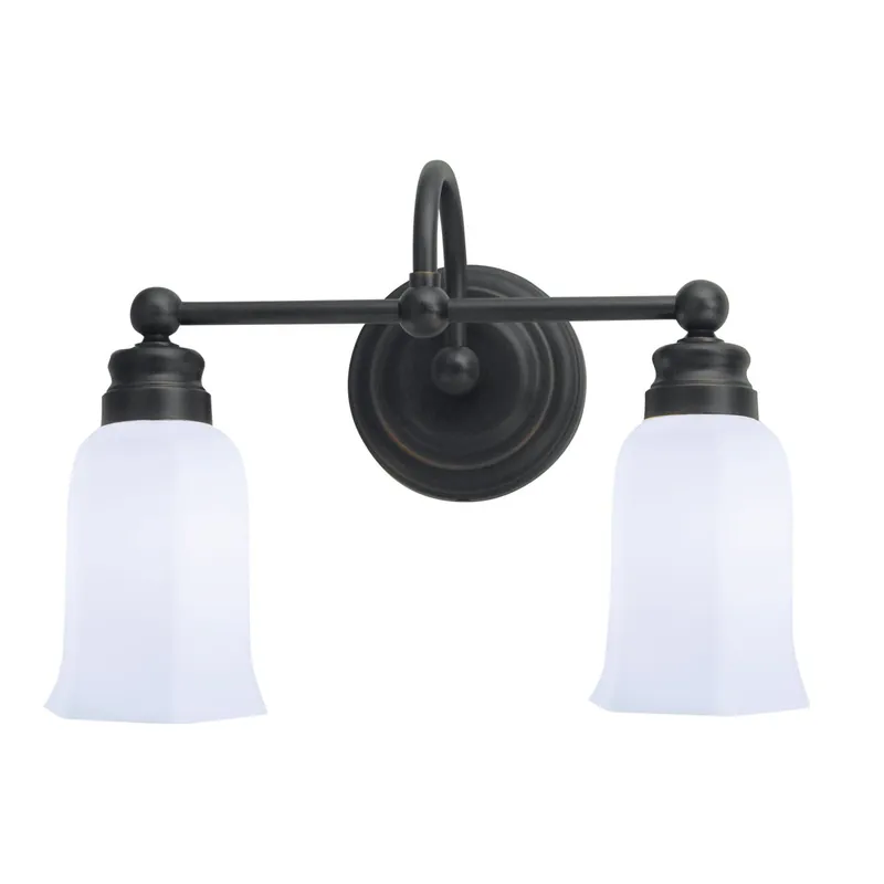 Best Seller Norwell Lighting Emily 12" x 5" 2-Light Oil Rubbed Bronze Vanity Light With Hexagonal Opal Glass Diffuser