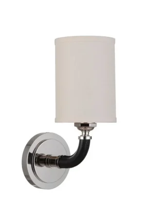 Worldwide Shipping Craftmade Huxley 5" x 13" 1-Light Polished Nickel Wall Sconce With Ecru Linen Shade