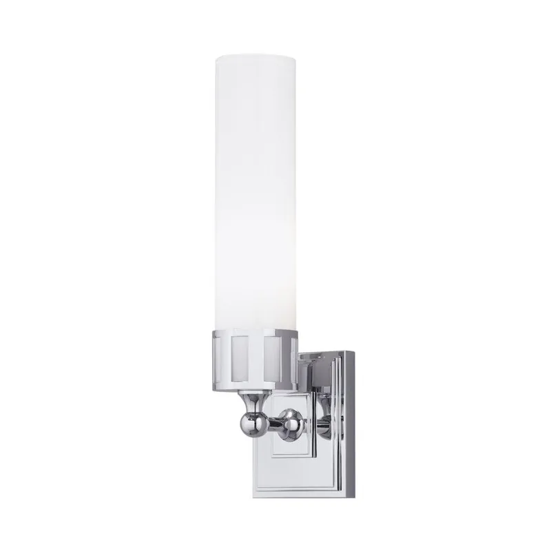 Norwell Lighting Astor 15" x 4" 1-Light Polished Nickel Vanity Wall Sconce With Shiny Opal Glass Diffuser Free Returns