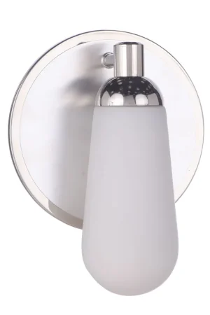 Must Have Craftmade Riggs 7" x 9" 1-Light Brushed Polished Nickel Wall Sconce With White Elongated Glass Shade