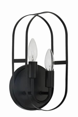 Craftmade Mindful 6" x 12" 2-Light Flat Black Wall Sconce With Arched Metal Frames Sale