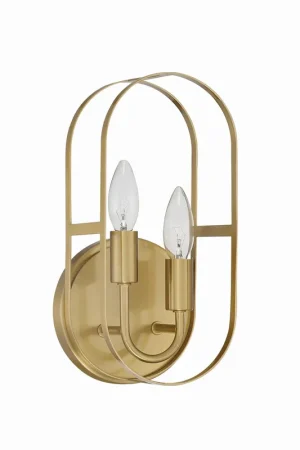 Craftmade Mindful 6" x 12" 2-Light Satin Brass Wall Sconce With Arched Metal Frames Top Rated