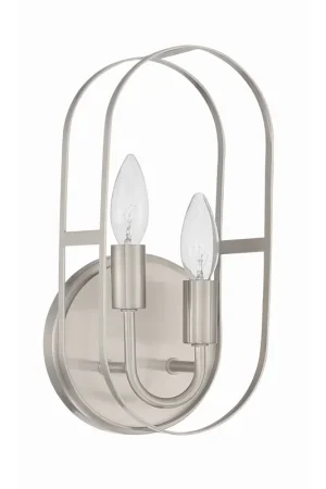 Markdown Craftmade Mindful 6" x 12" 2-Light Brushed Polished Nickel Wall Sconce With Arched Metal Frames