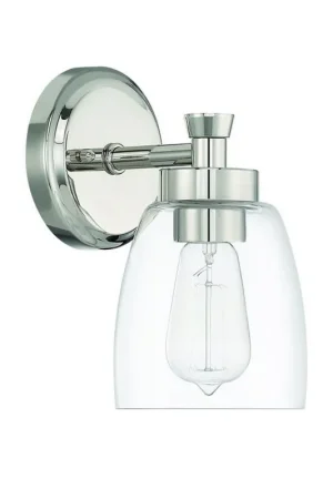 Craftmade Henning 5" x 9" 1-Light Polished Nickel Wall Sconce With Clear Glass Shade Deal
