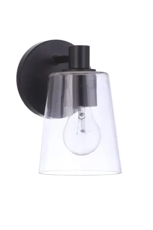 Best Price Craftmade Emilio 5" x 8" 1-Light Flat Black Wall Sconce With Clear Glass Shade