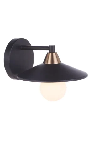 Craftmade Isaac 8" x 5" 1-Light Flat Black and Satin Brass Wall Sconce With Metal Shade Hot Deal