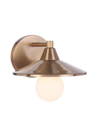 Craftmade Isaac 8" x 5" 1-Light Satin Brass Wall Sconce With Metal Shade One Day Deal