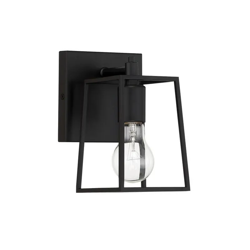 Craftmade Dunn 5" x 9" 1-Light Flat Black Wall Sconce With Steel Frame Shade Special Discount