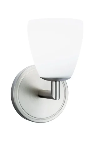 Crafted Norwell Lighting Chancellor 8" x 5" 1-Light Brushed Nickel Vanity Wall Sconce With Matte Opal Glass Diffuser