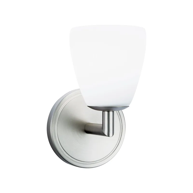 Crafted Norwell Lighting Chancellor 8" x 5" 1-Light Brushed Nickel Vanity Wall Sconce With Matte Opal Glass Diffuser