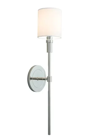 Hassle-Free Returns Norwell Lighting Zavier 22" x 5" 1-Light Candlestick Sconce Polished Nickel Indoor Wall Light With Fabric Diffuser