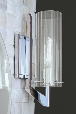 Exclusive Offer Norwell Lighting Faceted 13" x 4" 1-Light Chrome Vanity Wall Sconce With Clear Glass Diffuser