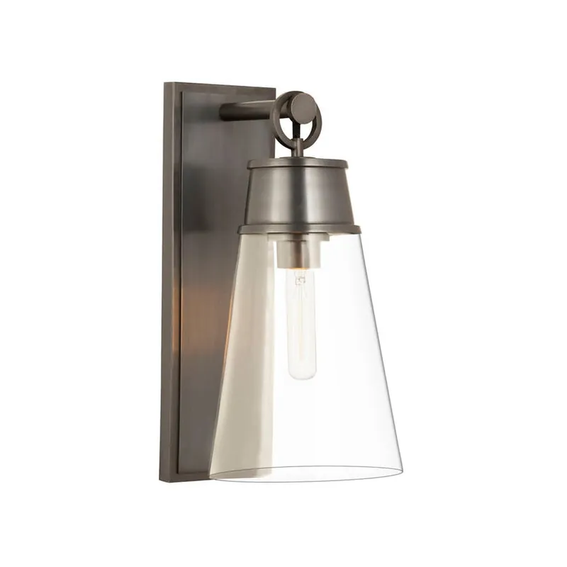 Free Shipping Z-Lite Wentworth 8" 1-Light Plated Bronze Wall Sconce With Clear Glass Shade