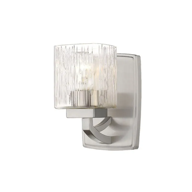 Z-Lite Zaid 5" 1-Light Brushed Nickel Wall Sconce With Chisel Glass Shade Low Price