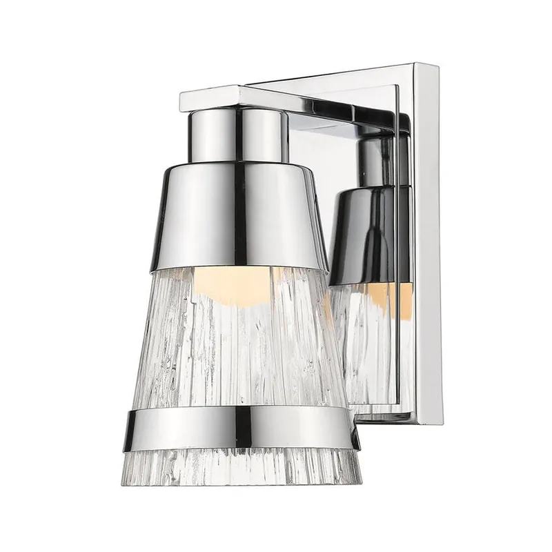 Z-Lite Ethos 5" 1-Light LED Chrome Wall Sconce With Chisel Glass Shade Direct From Manufacturer