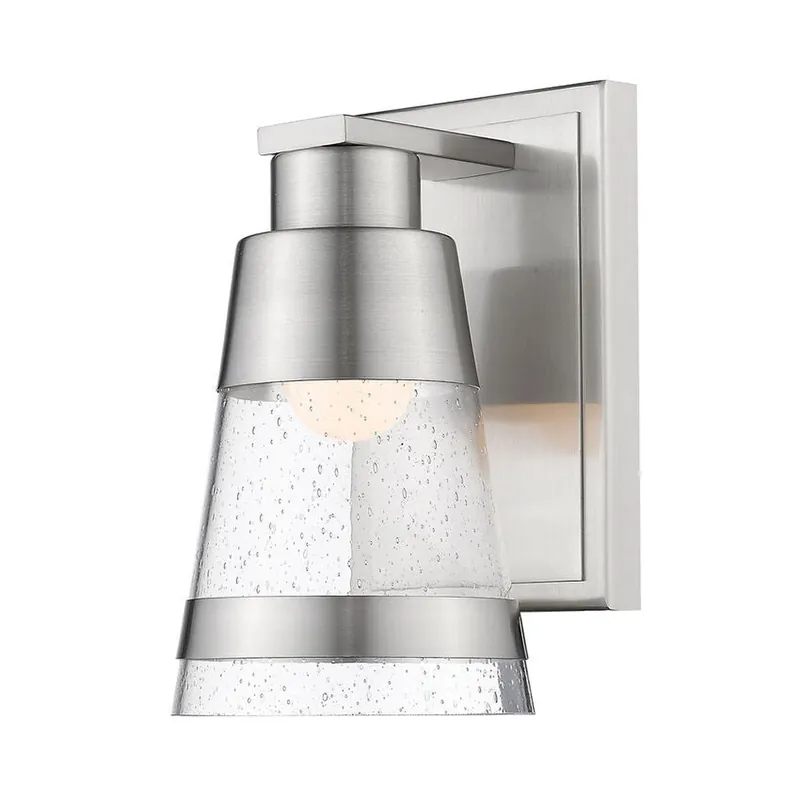 Price Drop Z-Lite Ethos 5" 1-Light LED Brushed Nickel Wall Sconce With Seedy Glass Shade