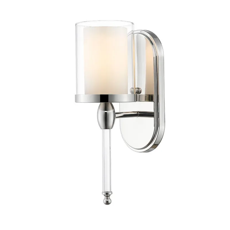 Limited Time Z-Lite Argenta 5" 1-Light Chrome Wall Sconce With Clear Glass and Matte Opal Shade