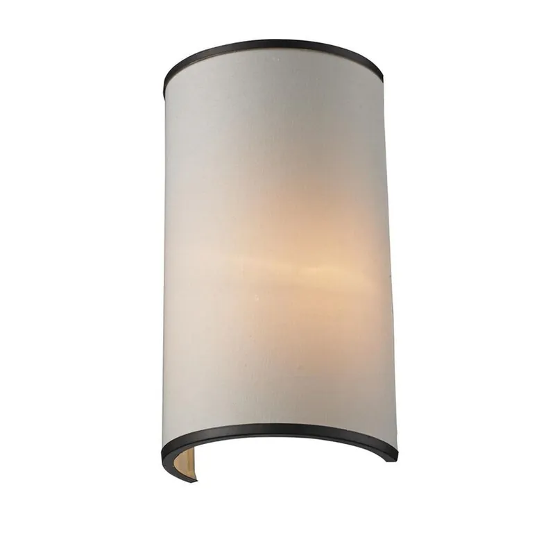 Z-Lite Cameo 7" 1-Light Factory Bronze Wall Sconce With Crème Linen Fabric Shade Top Pick