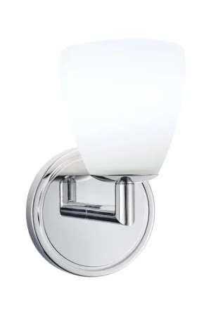 Express Delivery Norwell Lighting Chancellor 8" x 5" 1-Light Chrome Vanity Wall Sconce With Matte Opal Glass Diffuser