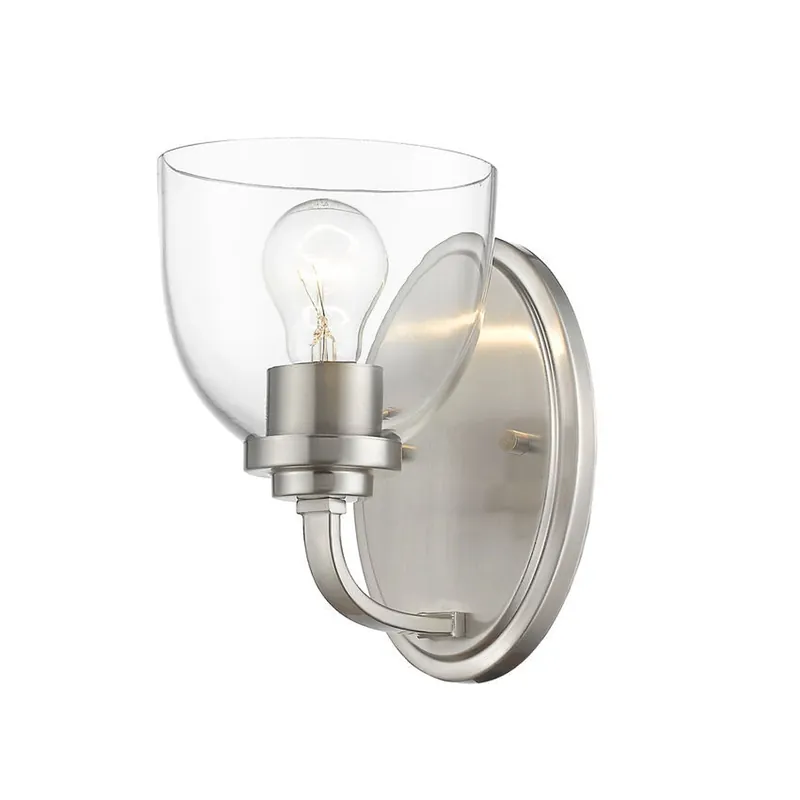Z-Lite Ashton 6" 1-Light Clear Glass Shade Wall Sconce With Brushed Nickel Frame Finish Modern