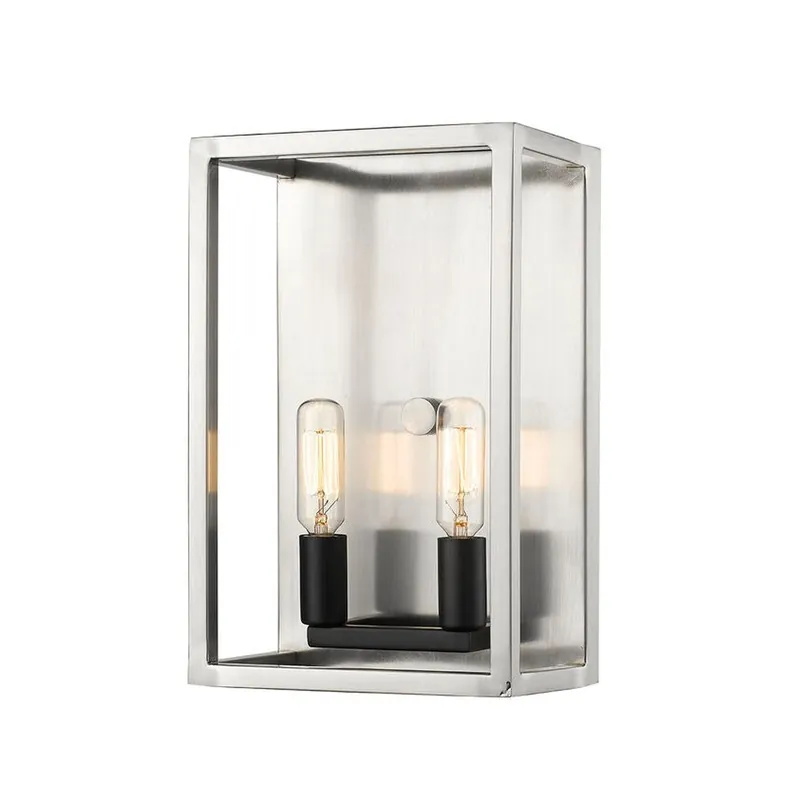 Z-Lite Quadra 5" 2-Light Brushed Nickel and Black Wall Sconce Viral