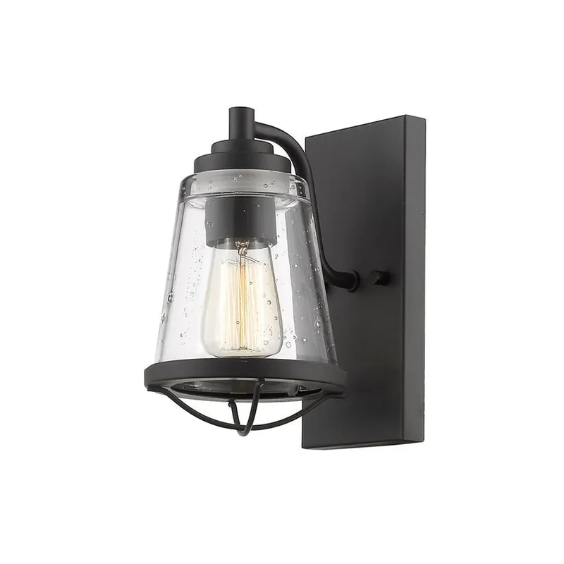 Free Returns Z-Lite Mariner 6" 1-Light Bronze Wall Sconce With Clear Seedy Glass Shade