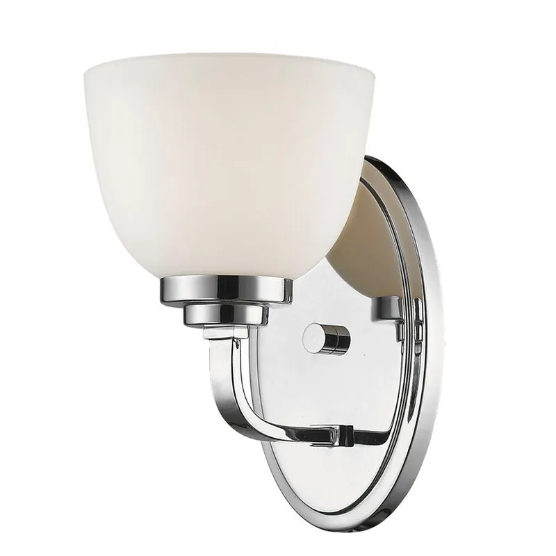 Z-Lite Ashton 6" 1-Light Chrome Wall Sconce With Matte Opal Glass Shade Holiday Sale