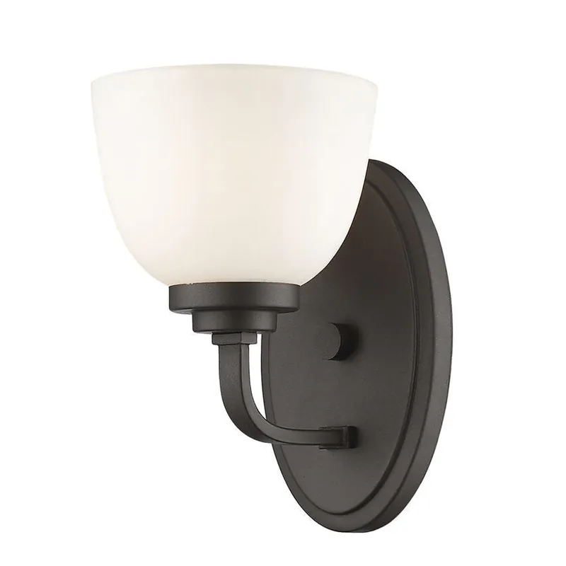 Weekend Sale Z-Lite Ashton 6" 1-Light Matte Opal Glass Shade Wall Sconce With Bronze Frame Finish