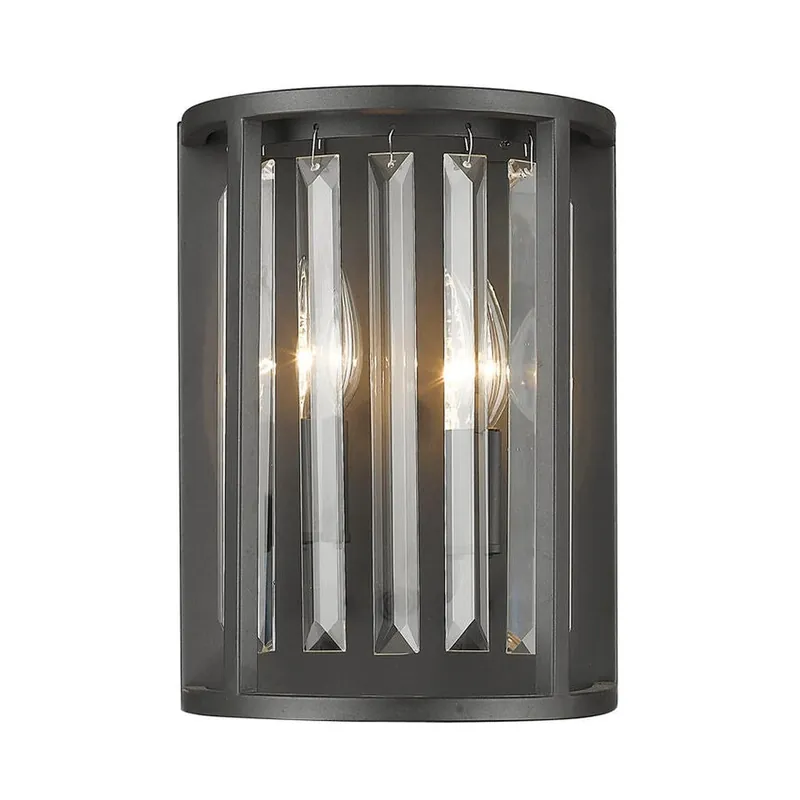 Premium Z-Lite Monarch 9" 2-Light Bronze Wall Sconce With Crystal Clear Shade