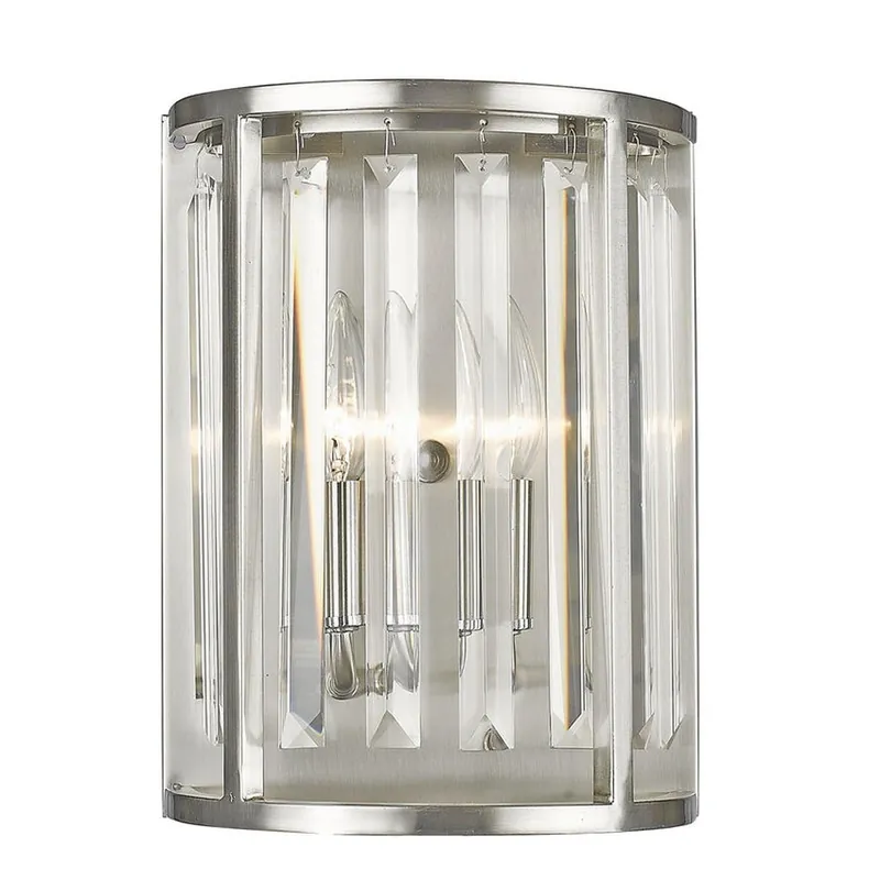 Z-Lite Monarch 9" 2-Light Crystal Clear Shade Wall Sconce With Brushed Nickel Frame Finish New Arrival
