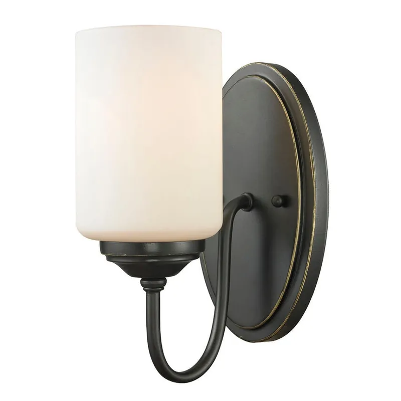 Exclusive Z-Lite Cardinal 5" 1-Light Olde Bronze Wall Sconce With Matte Opal Glass Shade