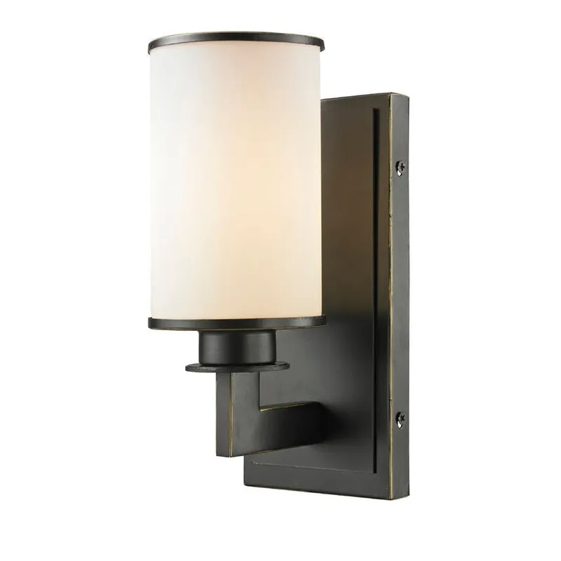 Latest Z-Lite Savannah 5" 1-Light Olde Bronze Wall Sconce With Matte Opal Glass Shade