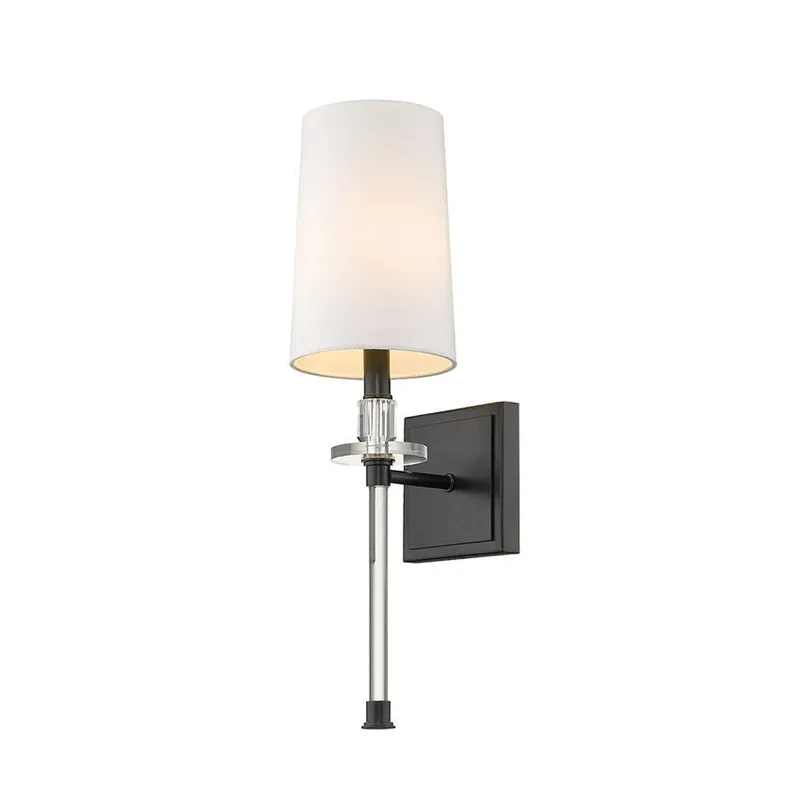 Z-Lite Sophia 6" 1-Light Matte Black Wall Sconce With White Fabric Shade Get Yours