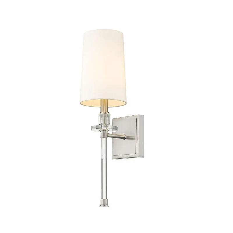 Z-Lite Sophia 6" 1-Light Brushed Nickel Wall Sconce With White Fabric Shade Limited Edition