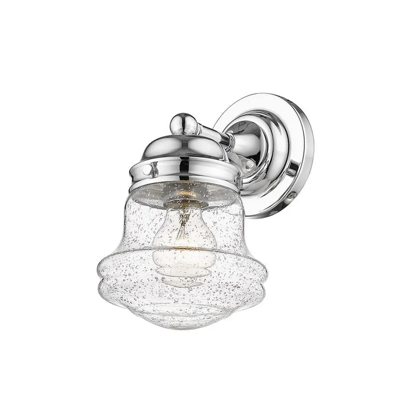 Time-Limited Z-Lite Vaughn 6" 1-Light Chrome Wall Sconce With Clear Seedy Glass Shade